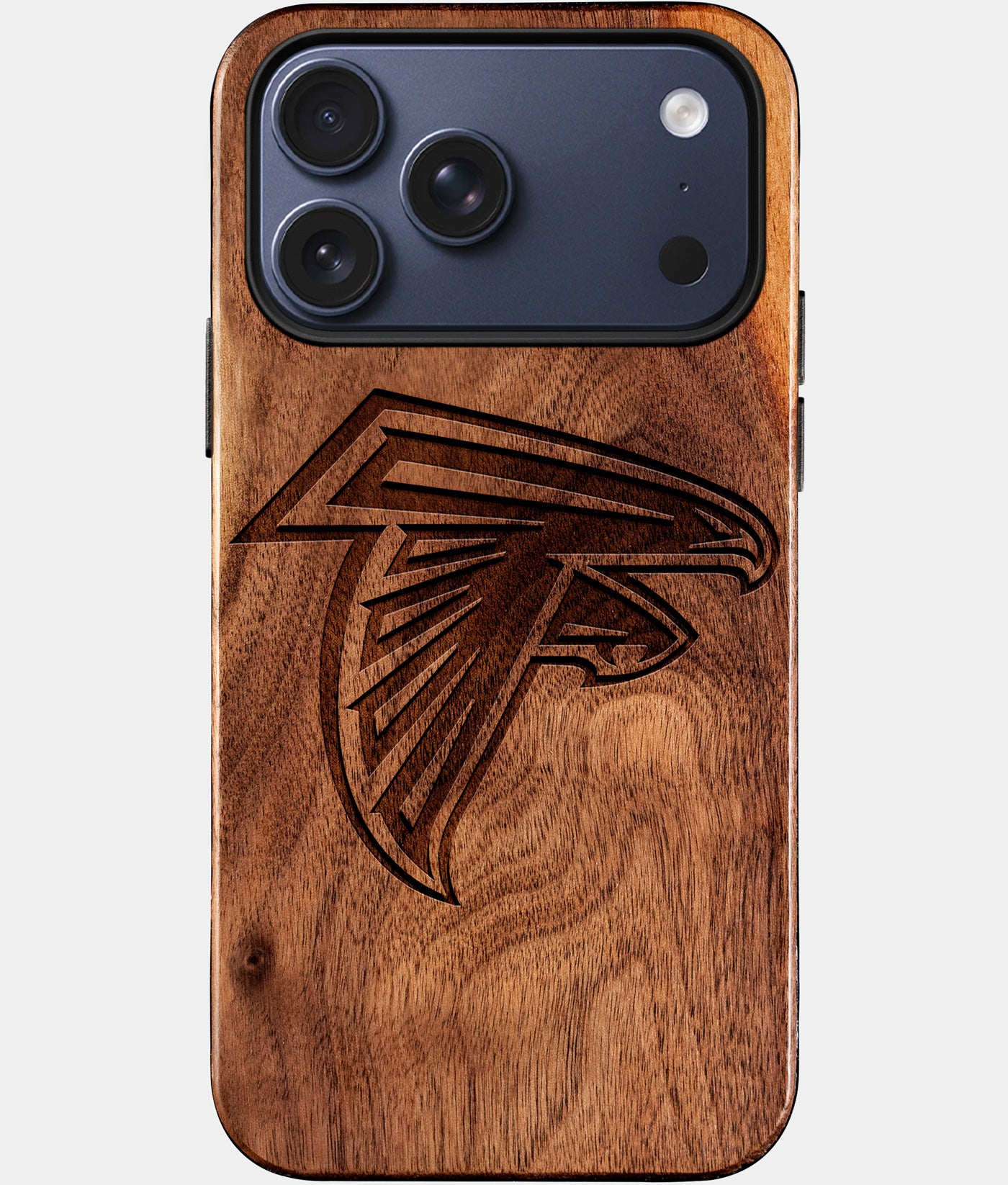 Eco-friendly Atlanta Falcons iPhone 17 Pro Max Case - Carved Wood Custom Atlanta Falcons Gift For Him - Monogrammed Personalized iPhone 17 Pro Max Cover By Engraved In Nature