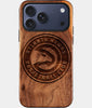 Eco-friendly Atlanta Hawks iPhone 17 Pro Max Case - Carved Wood Custom Atlanta Hawks Gift For Him - Monogrammed Personalized iPhone 17 Pro Max Cover By Engraved In Nature