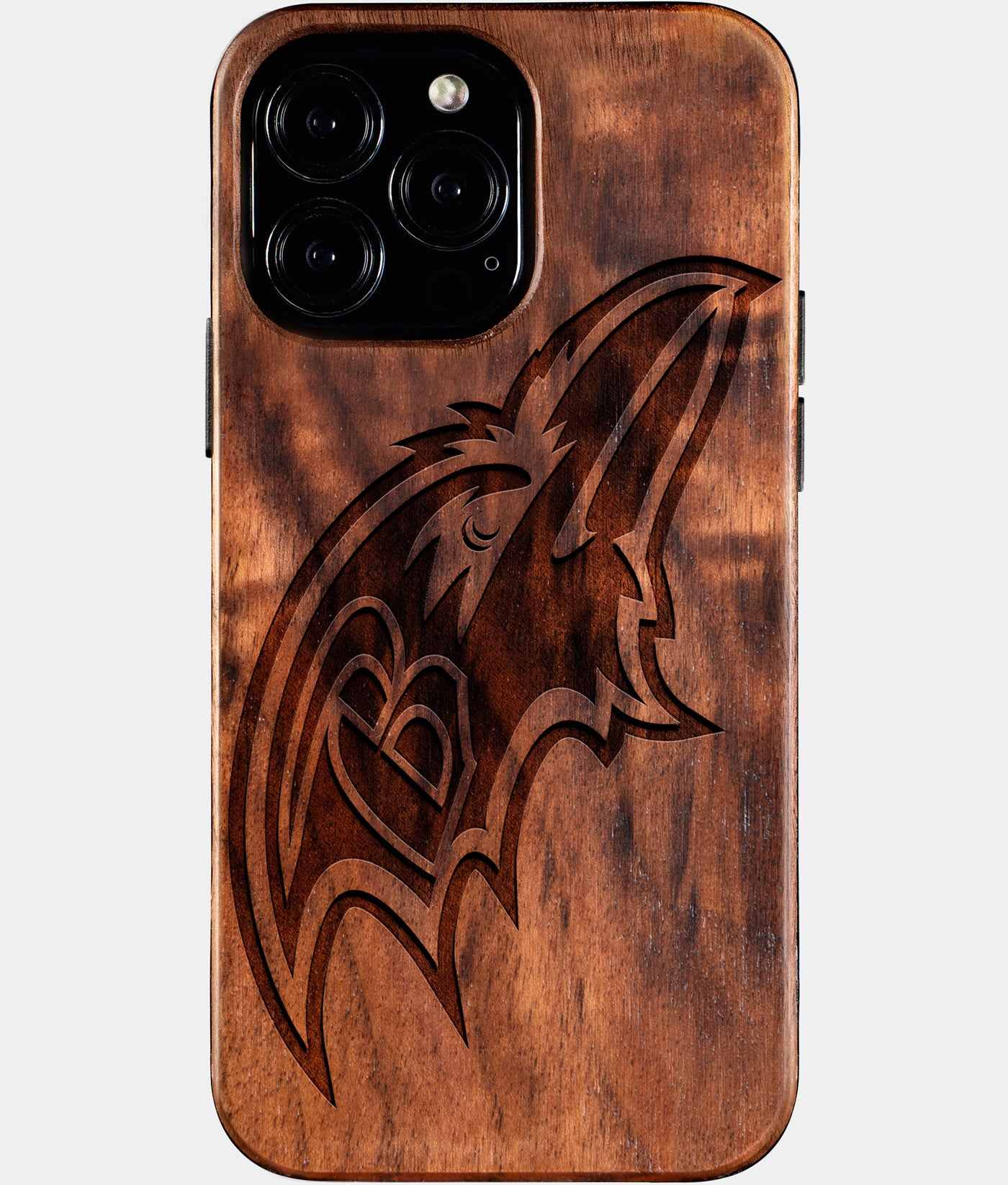 Custom Baltimore Ravens iPhone 16/16 Pro/16 Pro Max/16 Plus Case - Wood Ravens Cover - Eco-friendly Baltimore Ravens iPhone 16 Case - Carved Wood Custom Baltimore Ravens Gift For Him - Monogrammed Personalized iPhone 16 Cover By Engraved In Nature
