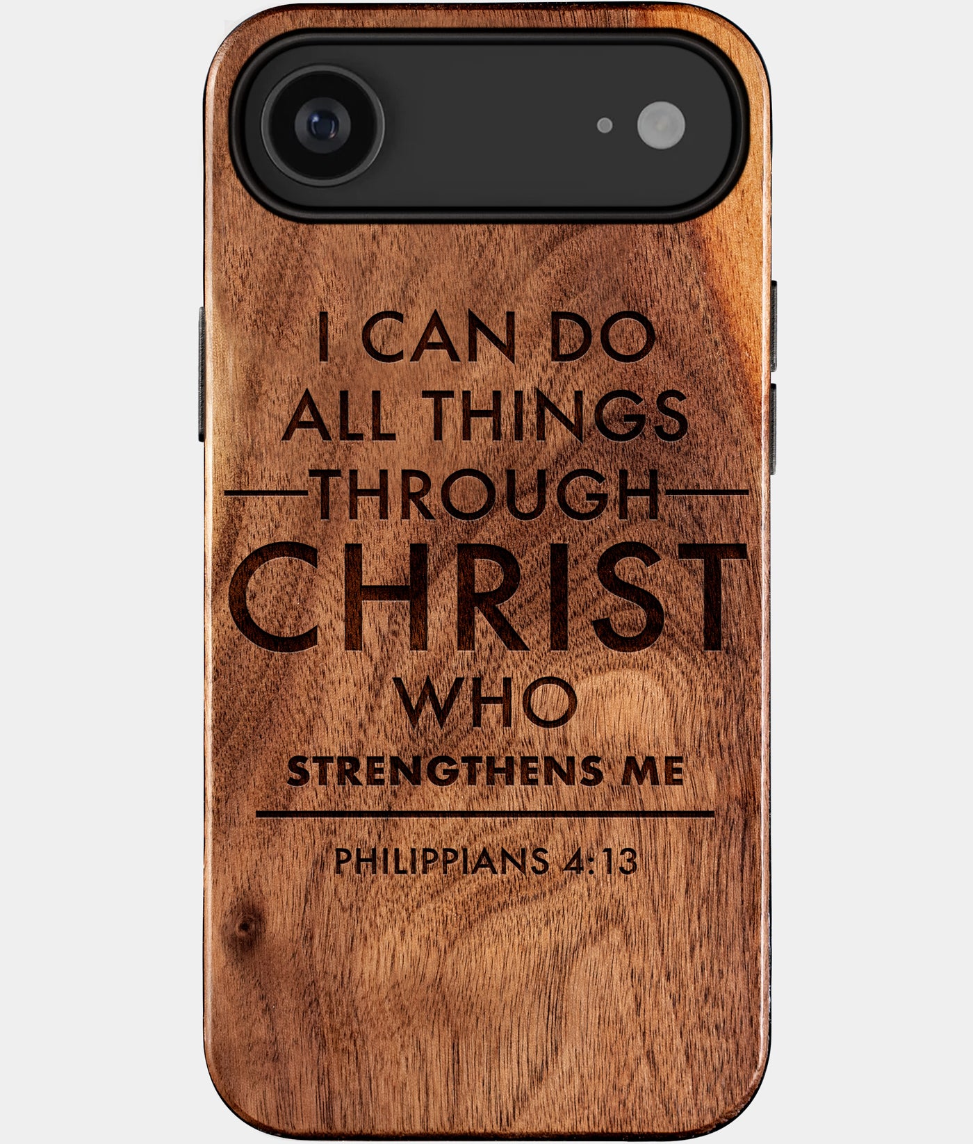 Custom Bible Verse iPhone 17 Air Case Personalized Wood Engraved Religious gifts for christians christian gifts for men and women Philippians 4:13 engraved with your favorite Bible verse. This personalized scripture phone case lets you showcase any verse from Genesis to Revelation. Ideal as a gift for baptisms, congregation gifts, pastor gifts, confirmations, birthdays, or daily encouragement for Christians.