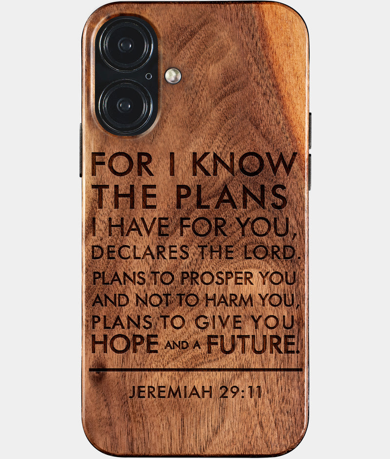 Custom Bible Verse Phone 17 Case Personalized Wood Engraved Religious Gifts For Christians Christian Gifts For Men And Women Jeremiah 29:11 engraved with your favorite Bible verse. This personalized scripture phone case lets you showcase any verse from Genesis to Revelation. Ideal as a gift for baptisms, congregation gifts, pastor gifts, confirmations, birthdays, or daily encouragement for Christians.
