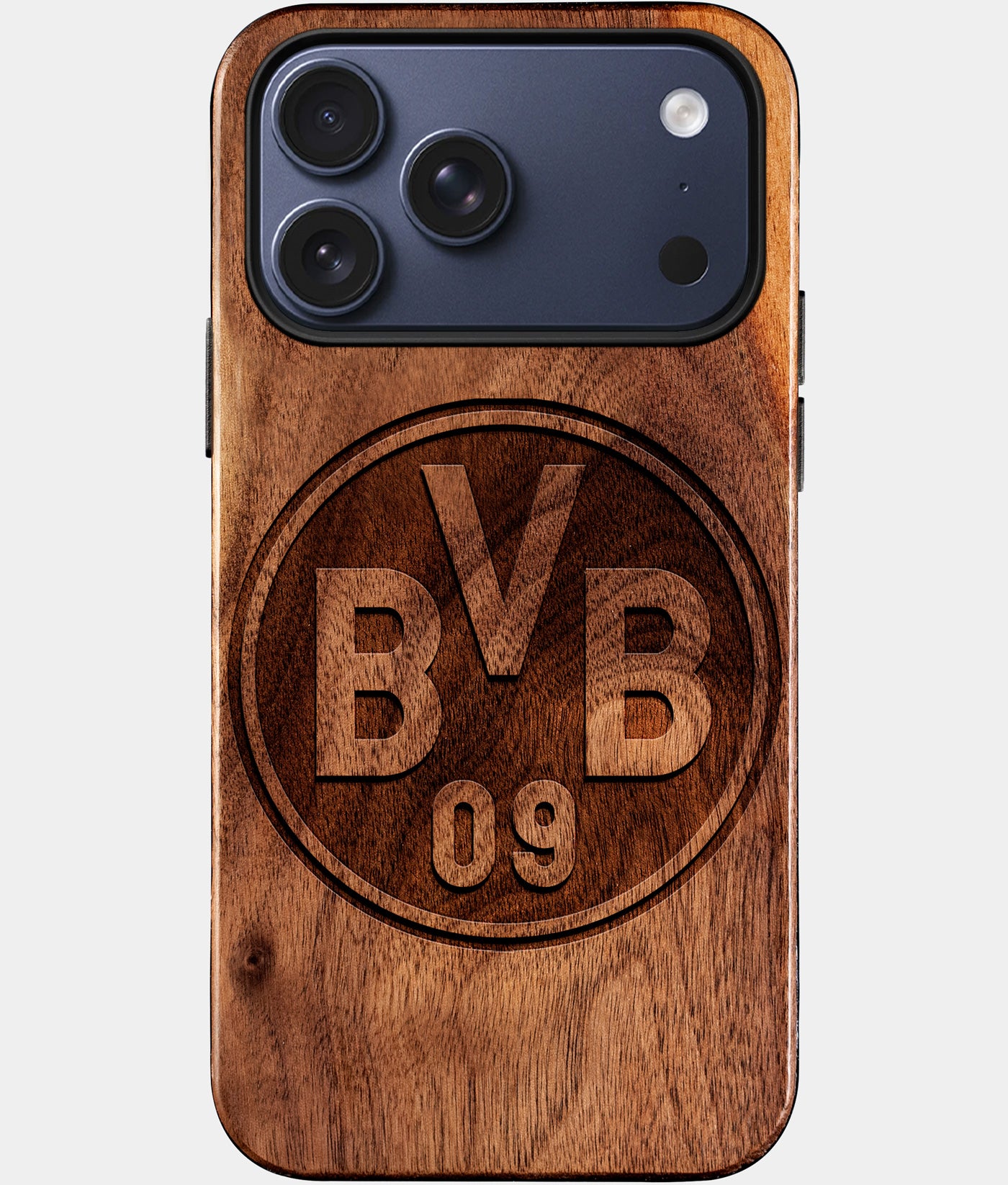 Eco-friendly Borussia Dortmund iPhone 17 Pro Max Case - Carved Wood Custom Borussia Dortmund Gift For Him - Monogrammed Personalized iPhone 17 Pro Max Cover By Engraved In Nature