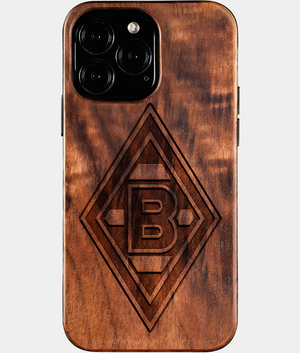 Custom Borussia Monchengladbach iPhone 16/16 Pro/16 Pro Max/16 Plus Case - Wood Borussia Monchengladbach Cover - Eco-friendly Borussia Monchengladbach iPhone 16 Case - Carved Wood Custom Borussia Monchengladbach Gift For Him - Monogrammed Personalized iPhone 16 Cover By Engraved In Nature