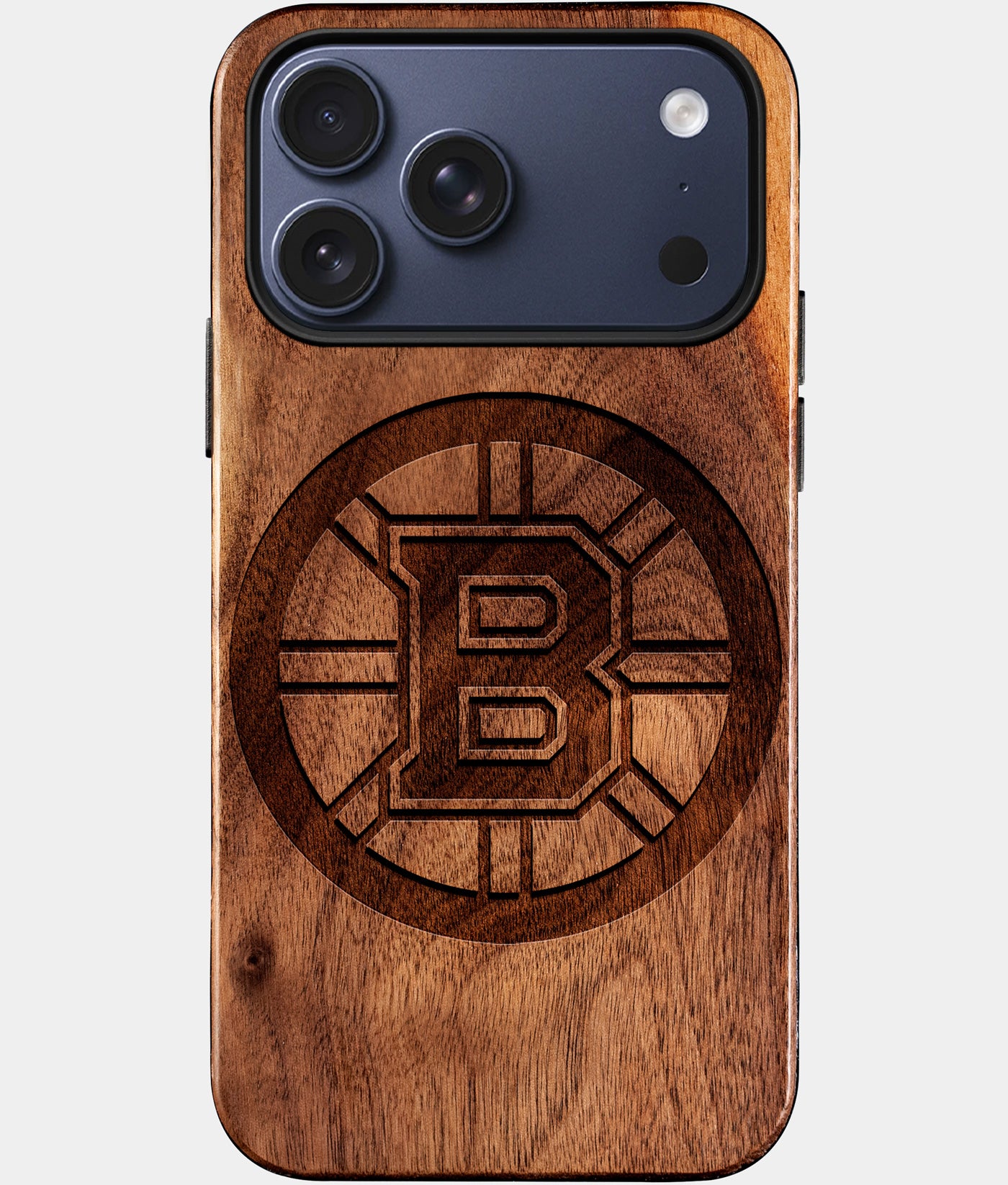 Eco-friendly Boston Bruins iPhone 17 Pro Max Case - Carved Wood Custom Boston Bruins Gift For Him - Monogrammed Personalized iPhone 17 Pro Max Cover By Engraved In Nature