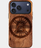 Eco-friendly Boston Bruins iPhone 17 Pro Max Case - Carved Wood Custom Boston Bruins Gift For Him - Monogrammed Personalized iPhone 17 Pro Max Cover By Engraved In Nature