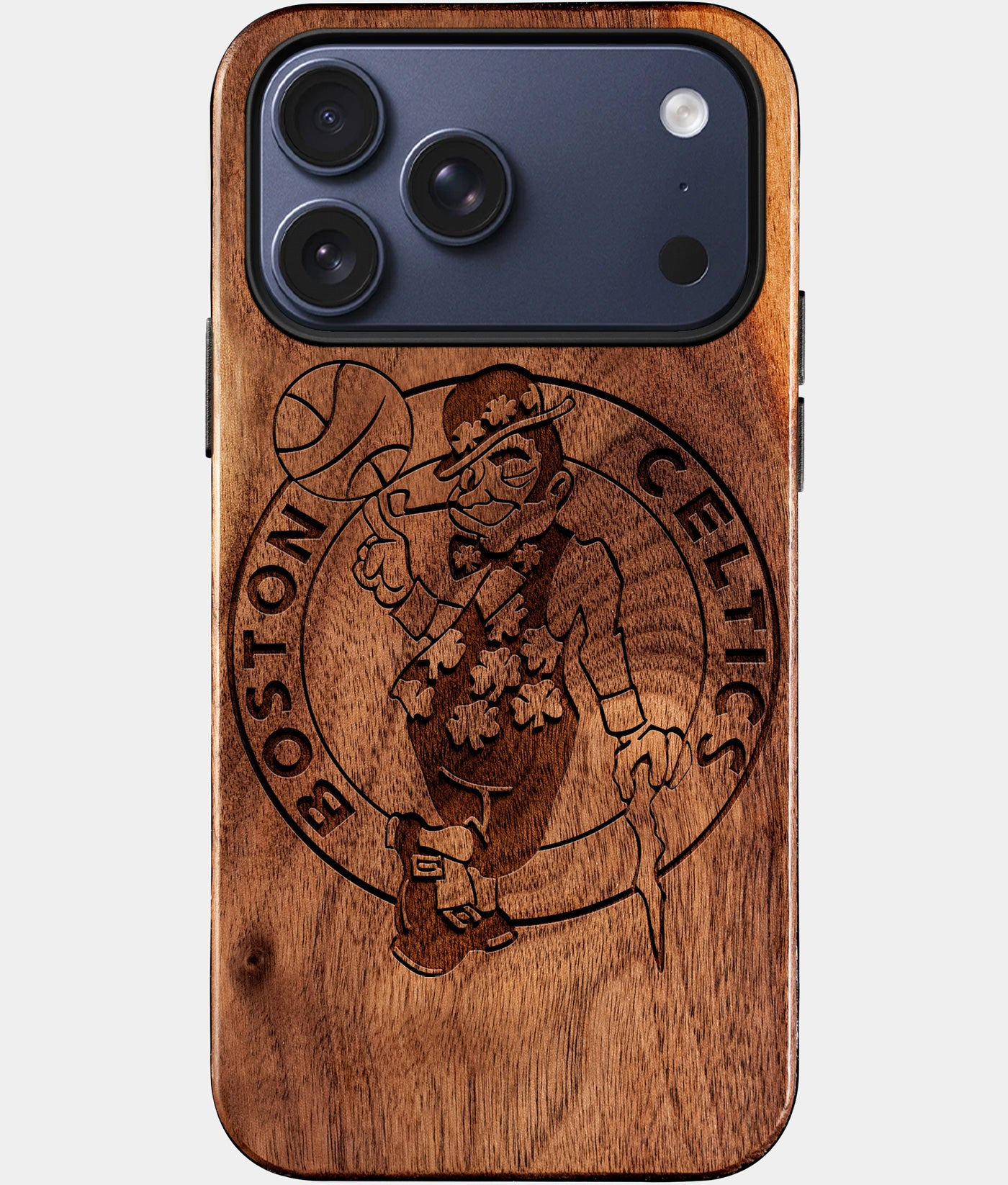Eco-friendly Boston Celtics iPhone 17 Pro Max Case - Carved Wood Custom Boston Celtics Gift For Him - Monogrammed Personalized iPhone 17 Pro Max Cover By Engraved In Nature