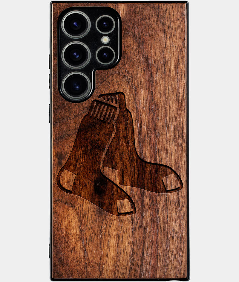 Best Wood Boston Red Sox Samsung Galaxy S25 Ultra Case - Custom Engraved Cover - Engraved In Nature