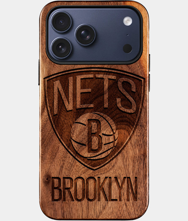 Custom Brooklyn Nets iPhone 17/17 Pro/17 Pro Max/17 Air Case - Wood Nets Cover - Eco-friendly Brooklyn Nets iPhone 17 Case - Carved Wood Custom Brooklyn Nets Gift For Him - Monogrammed Personalized iPhone 17 Cover By Engraved In Nature