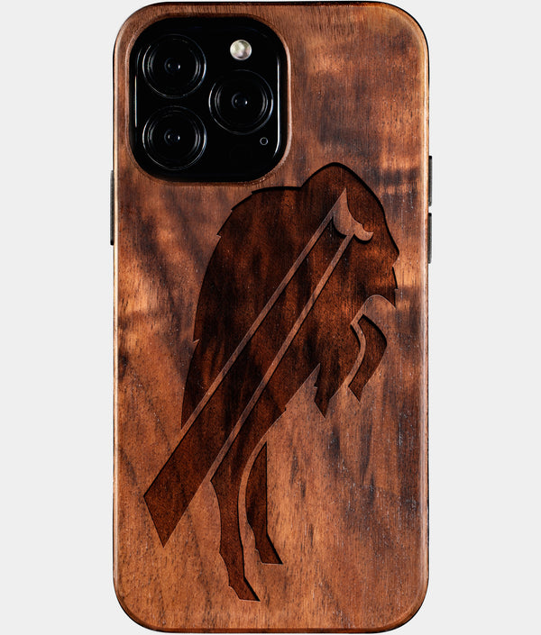 Custom Buffalo Bills iPhone 16/16 Pro/16 Pro Max/16 Plus Case - Wood Bills Cover - Eco-friendly Buffalo Bills iPhone 16 Case - Carved Wood Custom Buffalo Bills Gift For Him - Monogrammed Personalized iPhone 16 Cover By Engraved In Nature