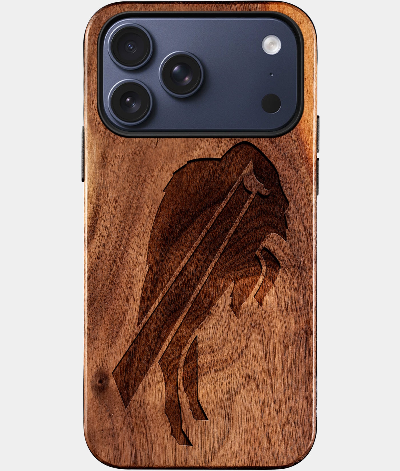 Eco-friendly Buffalo Bills iPhone 17 Pro Max Case - Carved Wood Custom Buffalo Bills Gift For Him - Monogrammed Personalized iPhone 17 Pro Max Cover By Engraved In Nature