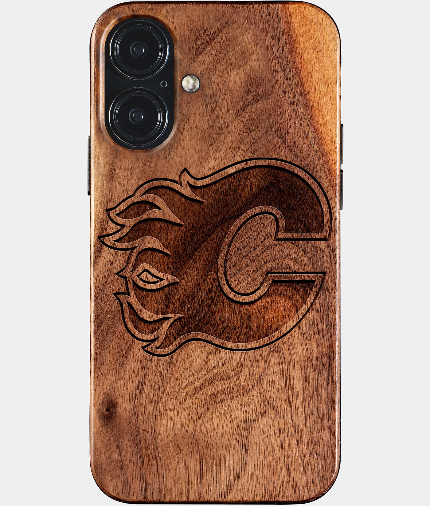 Eco-friendly Calgary Flames iPhone 17 Case - Carved Wood Custom Calgary Flames Gift For Him - Monogrammed Personalized iPhone 17 Cover By Engraved In Nature