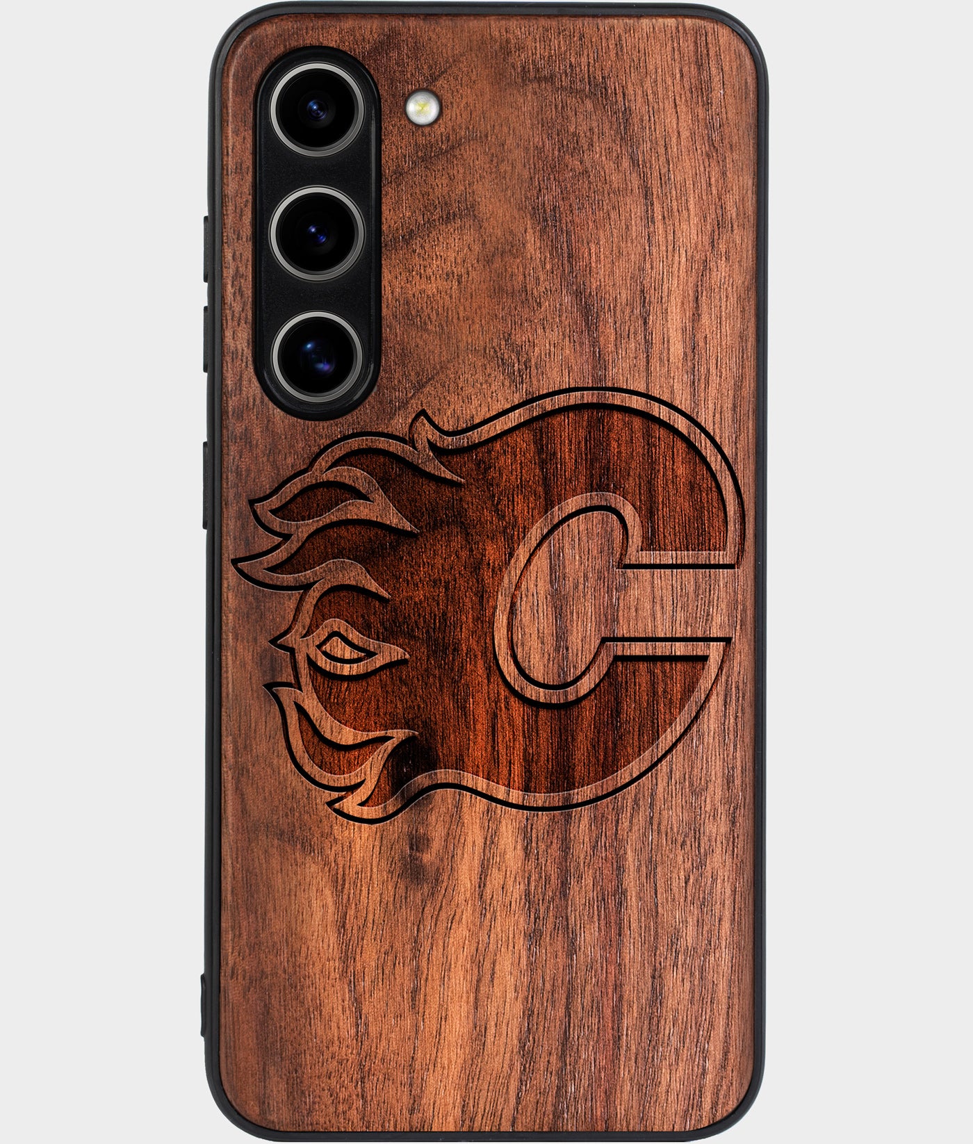 Best Wood Calgary Flames Samsung Galaxy S25 Plus Case - Custom Engraved Cover - Engraved In Nature