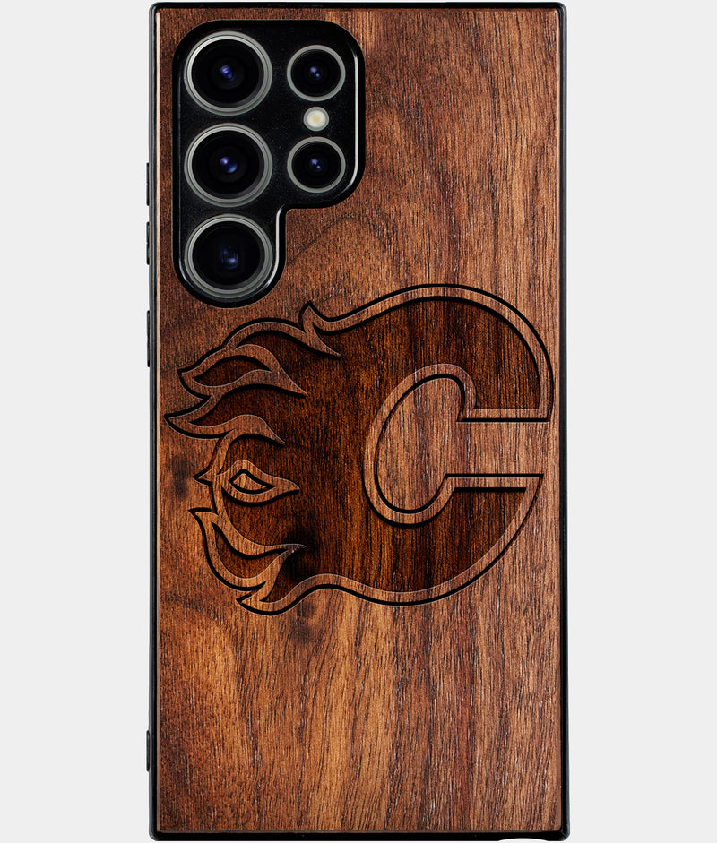 Best Wood Calgary Flames Samsung Galaxy S25 Ultra Case - Custom Engraved Cover - Engraved In Nature
