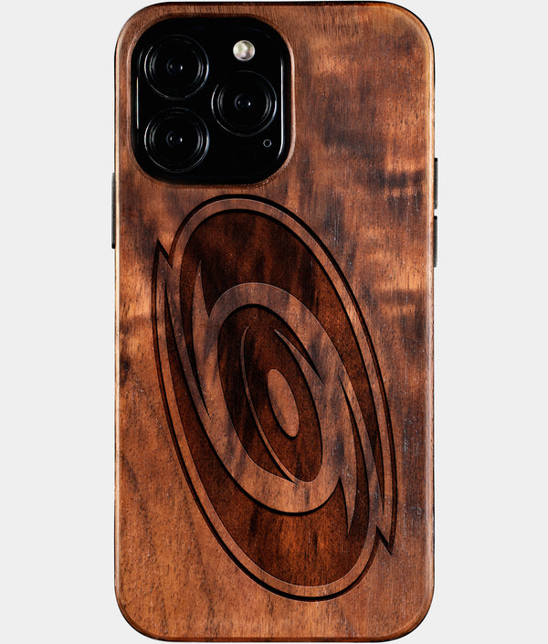 Custom Carolina Hurricanes iPhone 16/16 Pro/16 Pro Max/16 Plus Case - Wood  Hurricanes Cover - Eco-friendly Carolina Hurricanes iPhone 16 Case - Carved Wood Custom Carolina Hurricanes Gift For Him - Monogrammed Personalized iPhone 16 Cover By Engraved In Nature