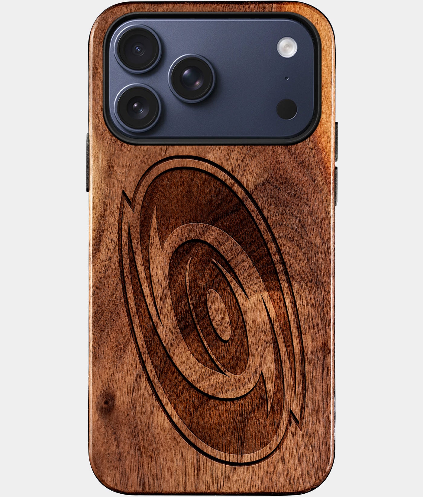 Eco-friendly Carolina Hurricanes iPhone 17 Pro Max Case - Carved Wood Custom Carolina Hurricanes Gift For Him - Monogrammed Personalized iPhone 17 Pro Max Cover By Engraved In Nature