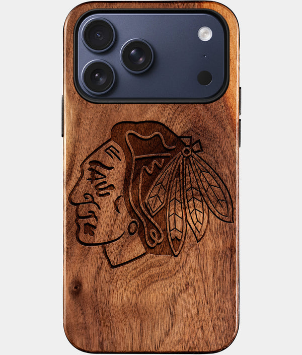 Custom Chicago Blackhawks iPhone 17/17 Pro/17 Pro Max/17 Air Case - Wood Blackhawks Cover - Eco-friendly Chicago Blackhawks iPhone 17 Case - Carved Wood Custom Chicago Blackhawks Gift For Him - Monogrammed Personalized iPhone 17 Cover By Engraved In Nature