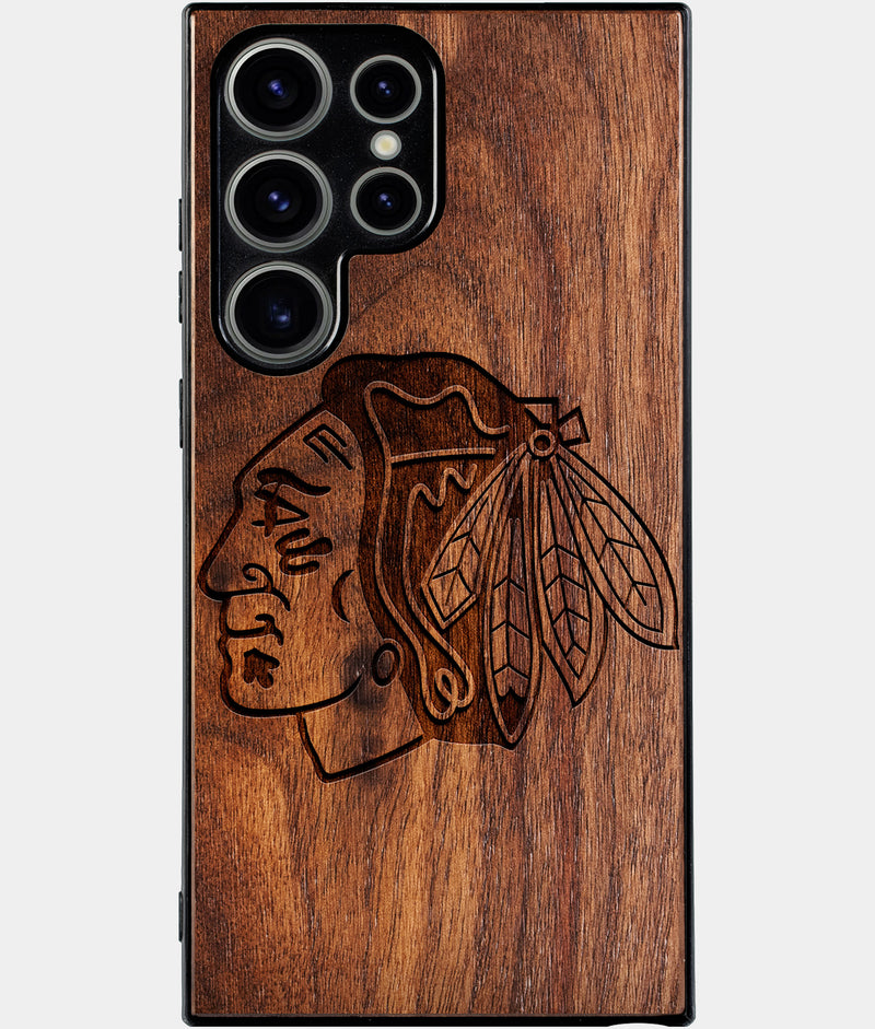 Best Wood Chicago Blackhawks Samsung Galaxy S25 Ultra Case - Custom Engraved Cover - Engraved In Nature