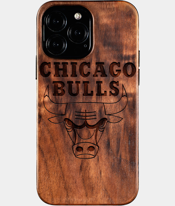 Custom Chicago Bulls iPhone 16/16 Pro/16 Pro Max/16 Plus Case - Wood Bulls Cover - Eco-friendly Chicago Bulls iPhone 16 Case - Carved Wood Custom Chicago Bulls Gift For Him - Monogrammed Personalized iPhone 16 Cover By Engraved In Nature