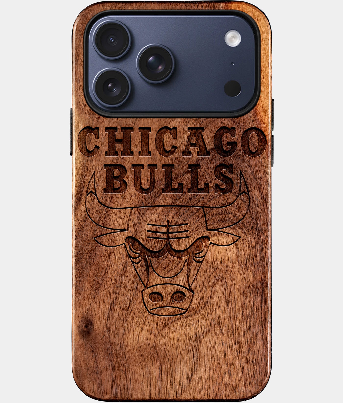 Custom Chicago Bulls iPhone 17/17 Pro/17 Pro Max/17 Air Case - Wood Bulls Cover - Eco-friendly Chicago Bulls iPhone 17 Case - Carved Wood Custom Chicago Bulls Gift For Him - Monogrammed Personalized iPhone 17 Cover By Engraved In Nature