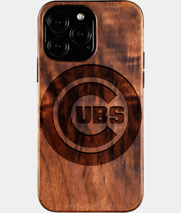 Custom Chicago Cubs iPhone 16/16 Pro/16 Pro Max/16 Plus Case - Wood Cubs Cover - Eco-friendly Chicago Cubs iPhone 16 Case - Carved Wood Custom Chicago Cubs Gift For Him - Monogrammed Personalized iPhone 16 Cover By Engraved In Nature