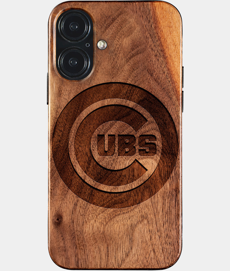 Eco-friendly Chicago Cubs iPhone 17 Case - Carved Wood Custom Chicago Cubs Gift For Him - Monogrammed Personalized iPhone 17 Cover By Engraved In Nature