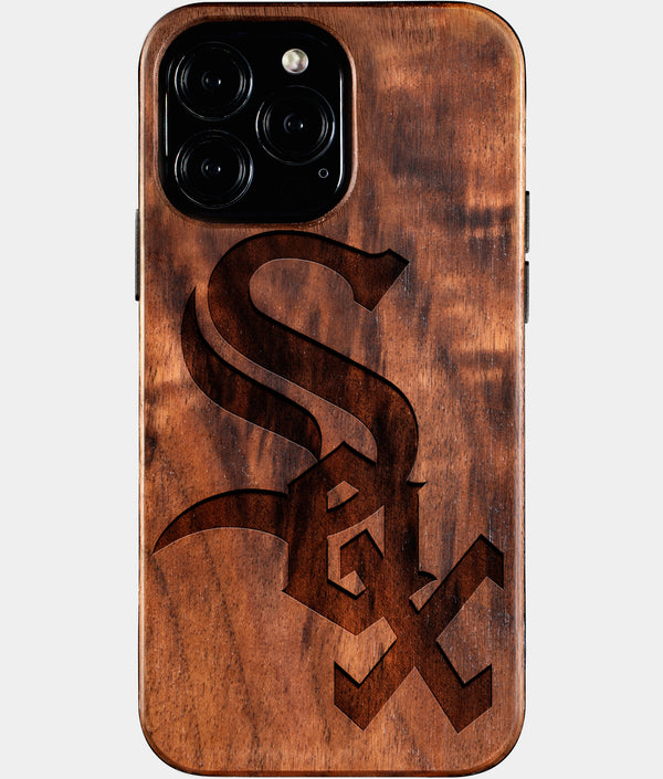 Custom Chicago White Sox iPhone 16/16 Pro/16 Pro Max/16 Plus Case - Wood White Sox Cover - Eco-friendly Chicago White Sox iPhone 16 Case - Carved Wood Custom Chicago White Sox Gift For Him - Monogrammed Personalized iPhone 16 Cover By Engraved In Nature