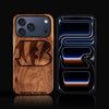 Custom Cincinnati Bengals iPhone 17/17 Pro/17 Pro Max/17 Air Case - Carved Wood Bengals Cover
