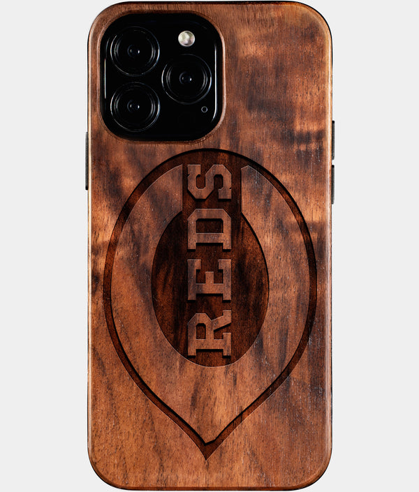 Custom Cincinnati Reds iPhone 16/16 Pro/16 Pro Max/16 Plus Case - Wood Reds Cover - Eco-friendly Cincinnati Reds iPhone 16 Case - Carved Wood Custom Cincinnati Reds Gift For Him - Monogrammed Personalized iPhone 16 Cover By Engraved In Nature