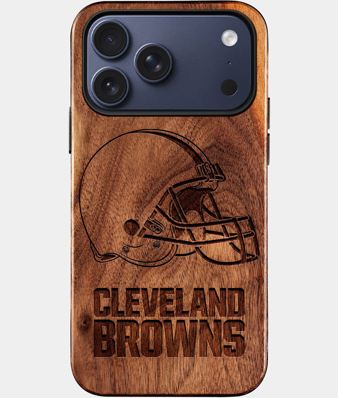 Custom Cleveland Browns iPhone 17/17 Pro/17 Pro Max/17 Air Case - Wood Cleveland Browns Cover - Eco-friendly Cleveland Browns iPhone 17 Case - Carved Wood Custom Cleveland Browns Gift For Him - Monogrammed Personalized iPhone 17 Cover By Engraved In Nature