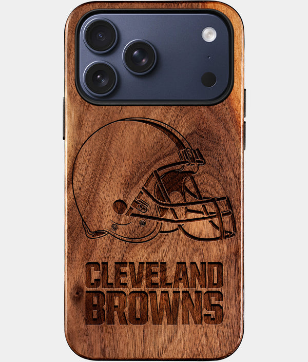 Custom Cleveland Browns iPhone 17/17 Pro/17 Pro Max/17 Air Case - Wood Cleveland Browns Cover - Eco-friendly Cleveland Browns iPhone 17 Case - Carved Wood Custom Cleveland Browns Gift For Him - Monogrammed Personalized iPhone 17 Cover By Engraved In Nature