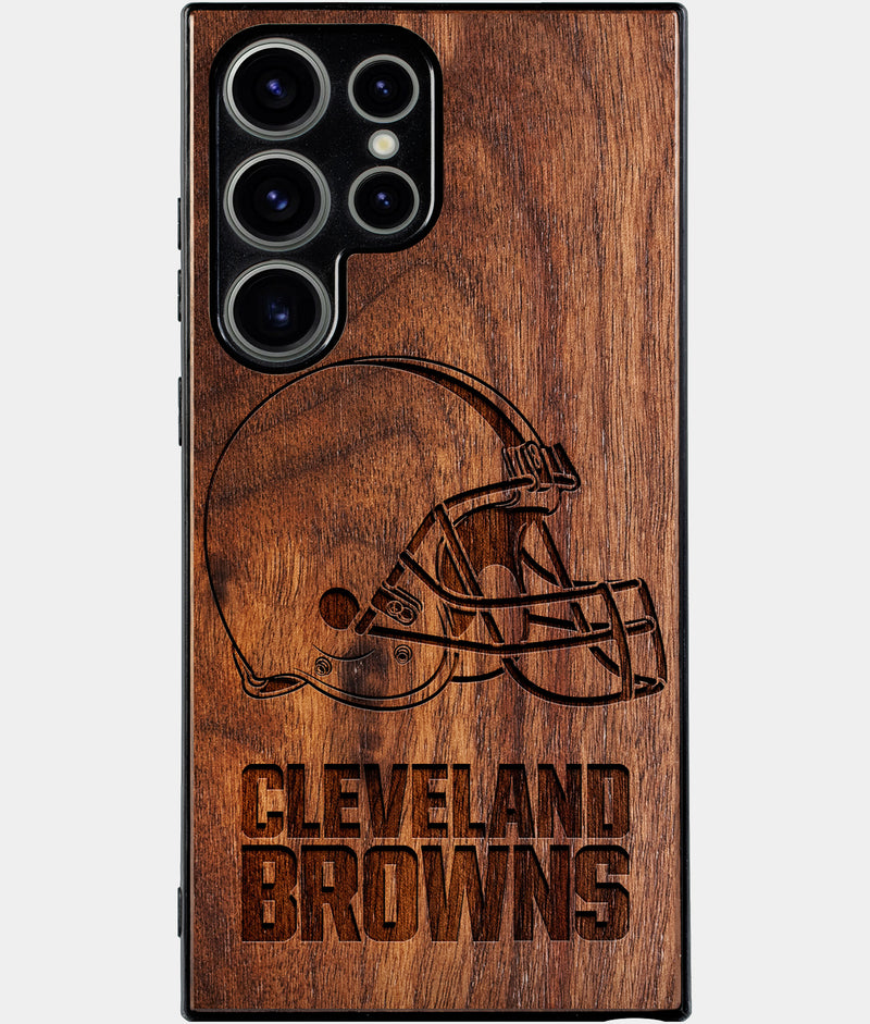 Best Wood Cleveland Browns Samsung Galaxy S25 Ultra Case - Custom Engraved Cover - Engraved In Nature