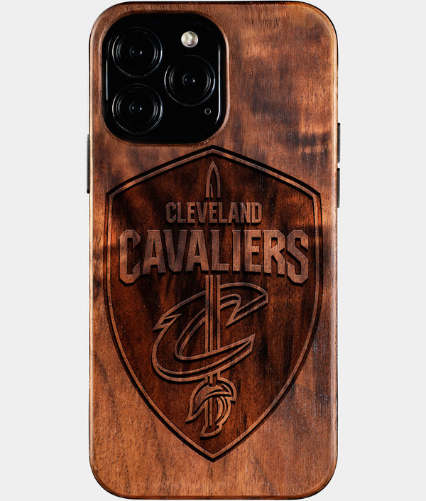Custom Cleveland Cavaliers iPhone 16/16 Pro/16 Pro Max/16 Plus Case - Wood Cavaliers Cover - Eco-friendly Cleveland Cavaliers iPhone 16 Case - Carved Wood Custom Cleveland Cavaliers Gift For Him - Monogrammed Personalized iPhone 16 Cover By Engraved In Nature