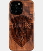 Custom Cleveland Cavaliers iPhone 16/16 Pro/16 Pro Max/16 Plus Case - Wood Cavaliers Cover - Eco-friendly Cleveland Cavaliers iPhone 16 Case - Carved Wood Custom Cleveland Cavaliers Gift For Him - Monogrammed Personalized iPhone 16 Cover By Engraved In Nature