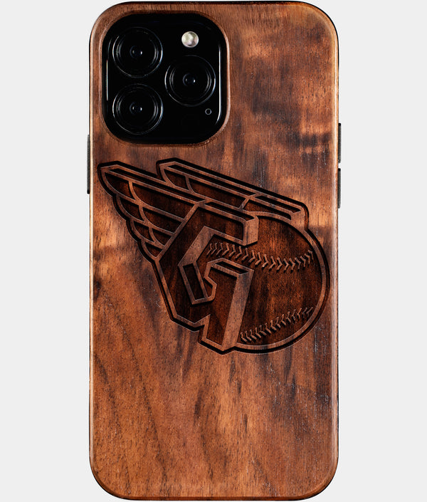 Custom Cleveland Guardians iPhone 16/16 Pro/16 Pro Max/16 Plus Case - Wood Guardians Cover - Eco-friendly Cleveland Guardians iPhone 16 Case - Carved Wood Custom Cleveland Guardians Gift For Him - Monogrammed Personalized iPhone 16 Cover By Engraved In Nature