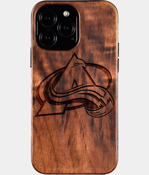Custom Colorado Avalanche iPhone 16/16 Pro/16 Pro Max/16 Plus Case - Wood Avalanche Cover - Eco-friendly Colorado Avalanche iPhone 16 Case - Carved Wood Custom Colorado Avalanche Gift For Him - Monogrammed Personalized iPhone 16 Cover By Engraved In Nature