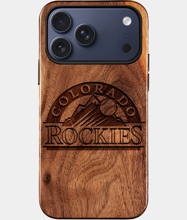 Custom Colorado Rockies iPhone 17/17 Pro/17 Pro Max/17 Air Case - Wood Rockies Cover - Eco-friendly Colorado Rockies iPhone 17 Case - Carved Wood Custom Colorado Rockies Gift For Him - Monogrammed Personalized iPhone 17 Cover By Engraved In Nature