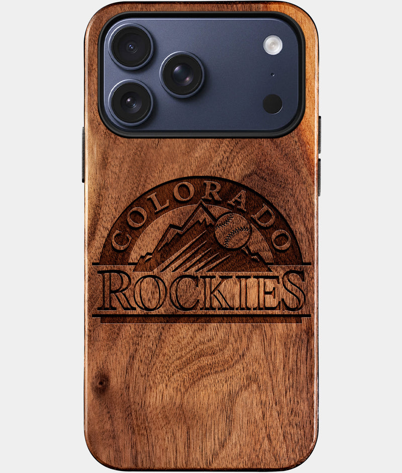 Custom Colorado Rockies iPhone 17/17 Pro/17 Pro Max/17 Air Case - Wood Rockies Cover - Eco-friendly Colorado Rockies iPhone 17 Case - Carved Wood Custom Colorado Rockies Gift For Him - Monogrammed Personalized iPhone 17 Cover By Engraved In Nature