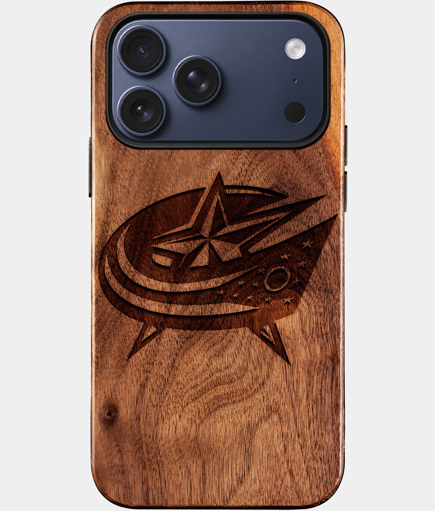 Custom Columbus Blue Jackets iPhone 17/17 Pro/17 Pro Max/17 Air Case - Wood Blue Jackets Cover - Eco-friendly Columbus Blue Jackets iPhone 17 Case - Carved Wood Custom Columbus Blue Jackets Gift For Him - Monogrammed Personalized iPhone 17 Cover By Engraved In Nature