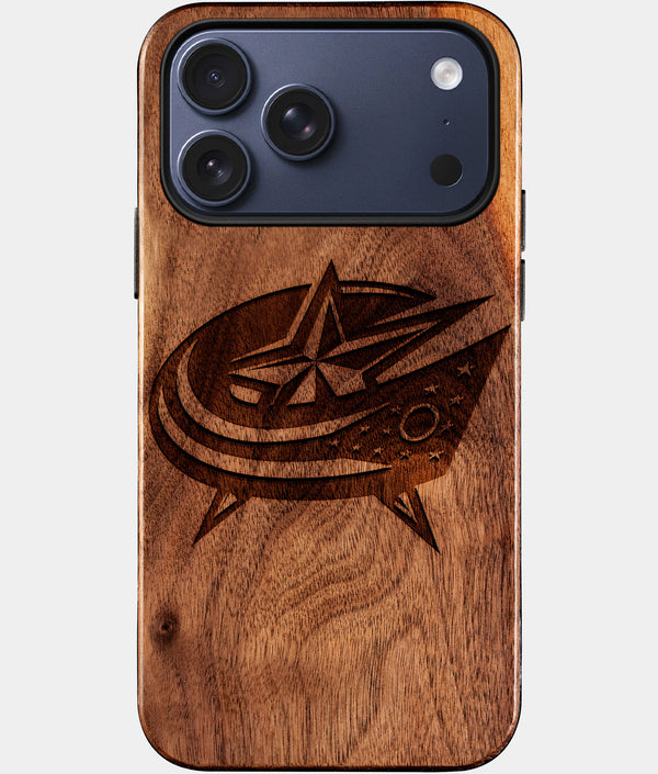 Custom Columbus Blue Jackets iPhone 17/17 Pro/17 Pro Max/17 Air Case - Wood Blue Jackets Cover - Eco-friendly Columbus Blue Jackets iPhone 17 Case - Carved Wood Custom Columbus Blue Jackets Gift For Him - Monogrammed Personalized iPhone 17 Cover By Engraved In Nature