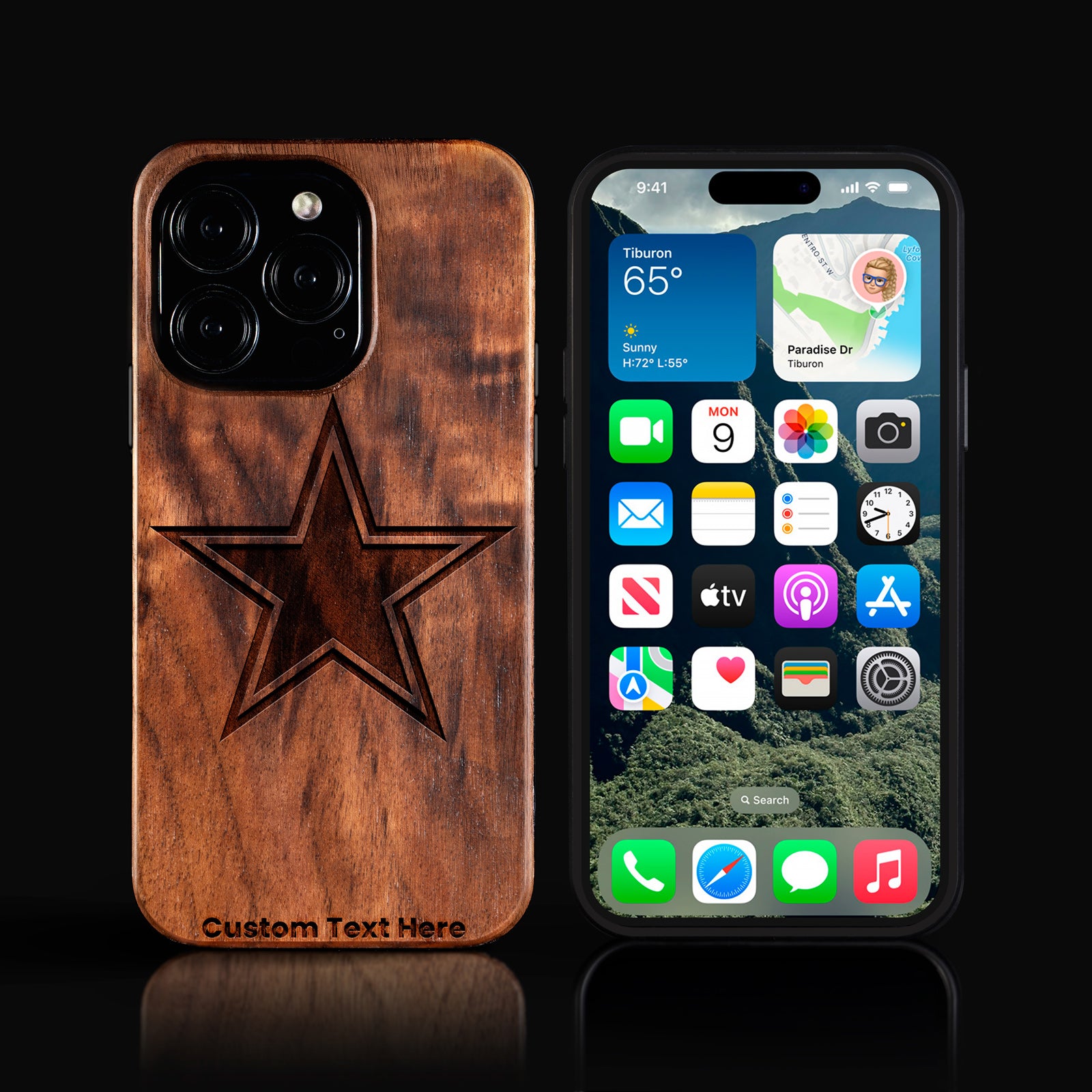 Custom Dallas Cowboys iPhone 16/16 Pro/16 Pro Max/16 Plus Case - Carved Wood Cowboys Cover