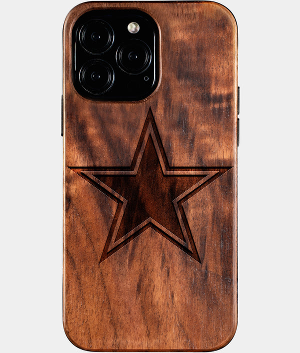 Custom Dallas Cowboys iPhone 16/16 Pro/16 Pro Max/16 Plus Case - Wood Cowboys Cover - Eco-friendly Dallas Cowboys iPhone 16 Case - Carved Wood Custom Dallas Cowboys Gift For Him - Monogrammed Personalized iPhone 16 Cover By Engraved In Nature