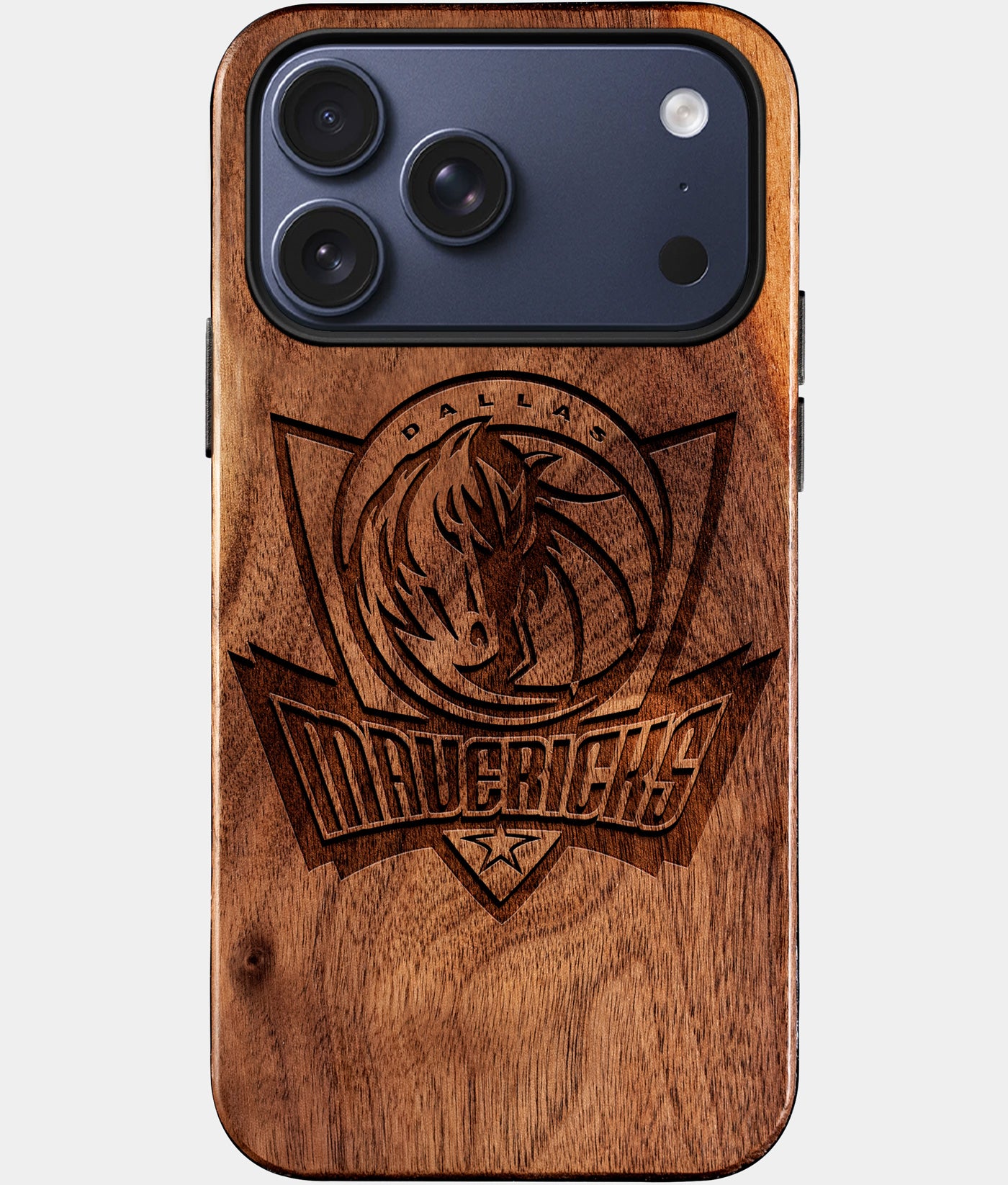 Eco-friendly Dallas Mavericks iPhone 17 Pro Max Case - Carved Wood Custom Dallas Mavericks Gift For Him - Monogrammed Personalized iPhone 17 Pro Max Cover By Engraved In Nature