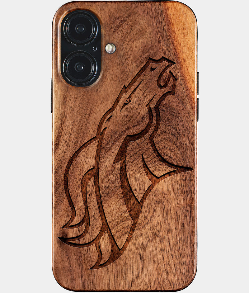 Eco-friendly Denver Broncos iPhone 17 Case - Carved Wood Custom Denver Broncos Gift For Him - Monogrammed Personalized iPhone 17 Cover By Engraved In Nature
