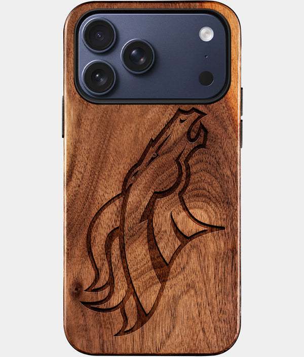 Custom Denver Broncos iPhone 17/17 Pro/17 Pro Max/17 Air Case - Wood Broncos Cover - Eco-friendly Denver Broncos iPhone 17 Case - Carved Wood Custom Denver Broncos Gift For Him - Monogrammed Personalized iPhone 17 Cover By Engraved In Nature