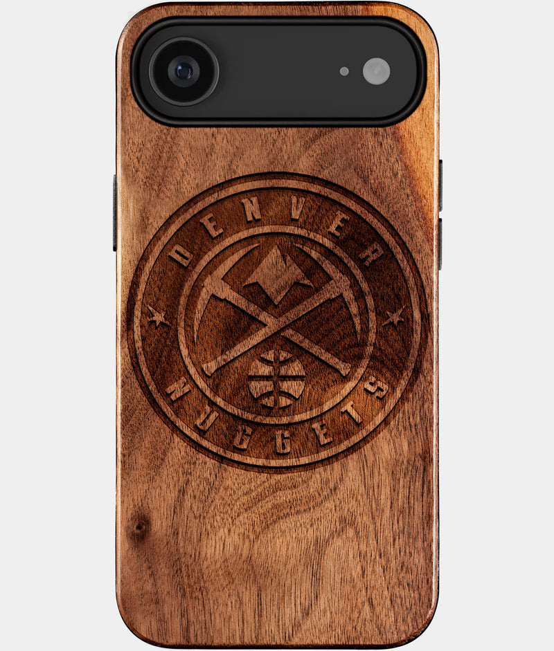Eco-friendly Denver Nuggets iPhone 17 Air Case - Carved Wood Custom Denver Nuggets Gift For Him - Monogrammed Personalized iPhone 17 Air Cover By Engraved In Nature