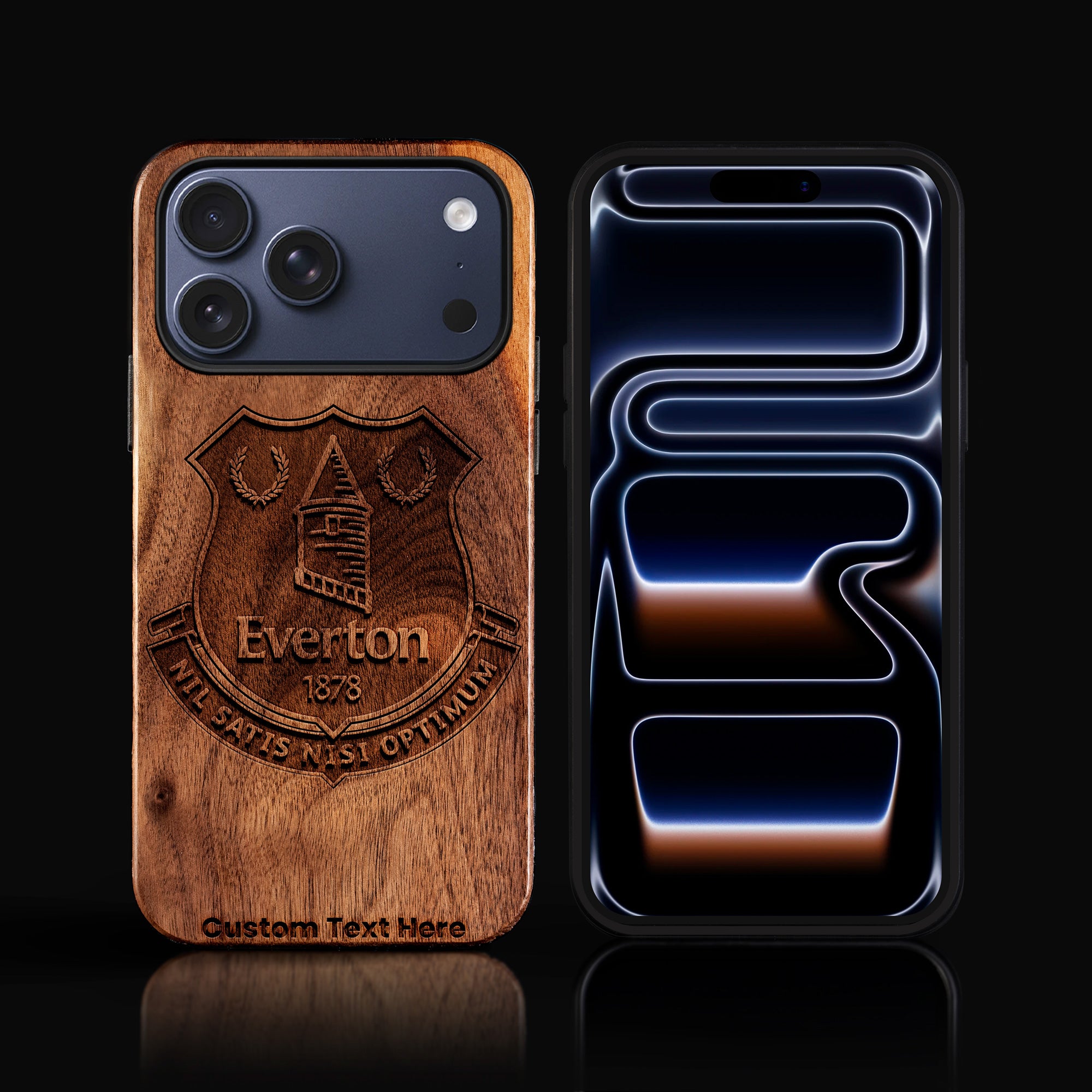 Custom Everton F.C. iPhone 17/17 Pro/17 Pro Max/17 Air Case - Carved Wood Everton FC Cover