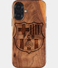 Eco-friendly FC Barcelona iPhone 17 Case - Carved Wood Custom FC Barcelona Gift For Him - Monogrammed Personalized iPhone 17 Cover By Engraved In Nature