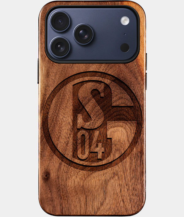 Custom FC Schalke 04 iPhone 17/17 Pro/17 Pro Max/17 Air Case - Wood FC Schalke 04 Cover - Eco-friendly FC Schalke 04 iPhone 17 Case - Carved Wood Custom FC Schalke 04 Gift For Him - Monogrammed Personalized iPhone 17 Cover By Engraved In Nature