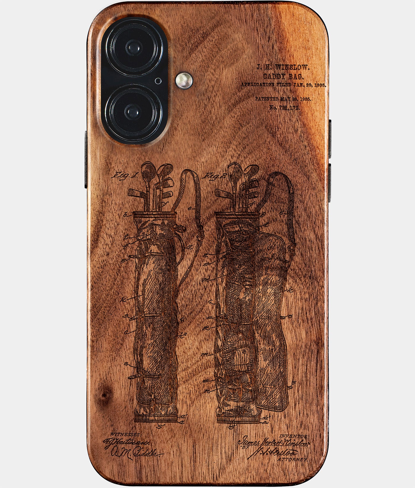 Custom Golf Bag Patent iPhone Case - Carved Wood Golf Cover | Gifts For Golfers