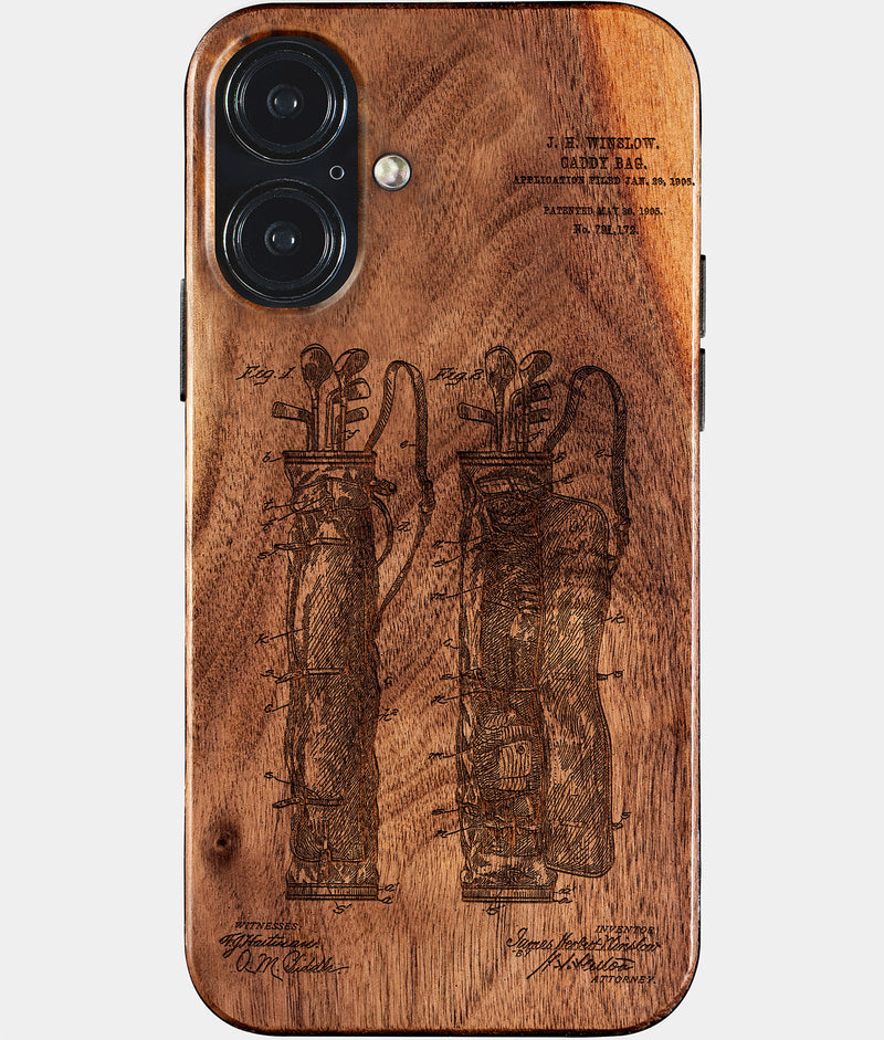 Custom Golf Bag Patent iPhone Case - Carved Wood Golf Cover | Gifts For Golfers